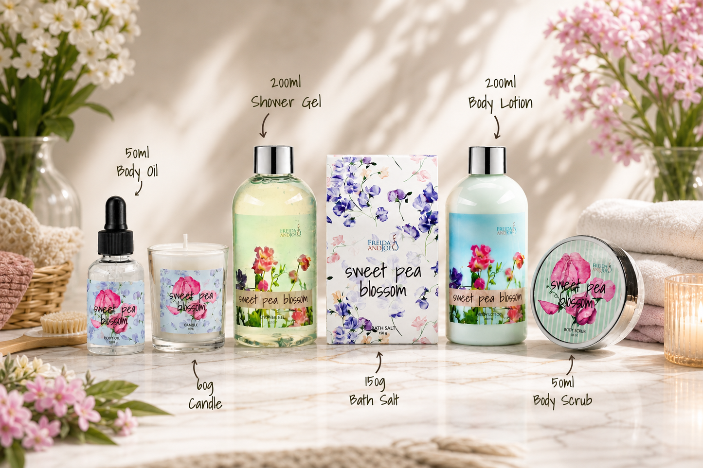 Sweet Floral Blossom Spa Gift Basket for Women – Mother’s Day Bath & Body Gift Set