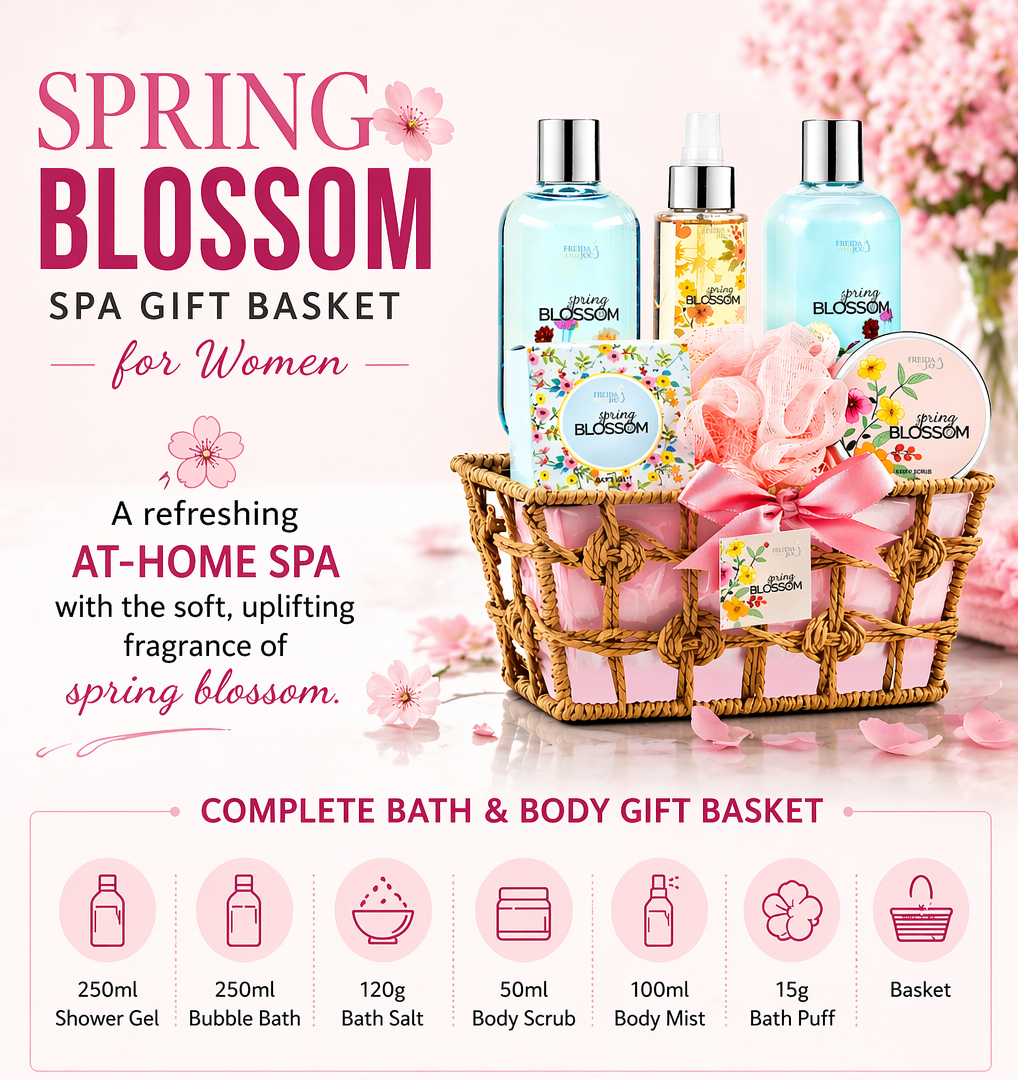 Spring Blossom Spa Gift Basket for Women – Mother’s Day Bath & Body Gift Set