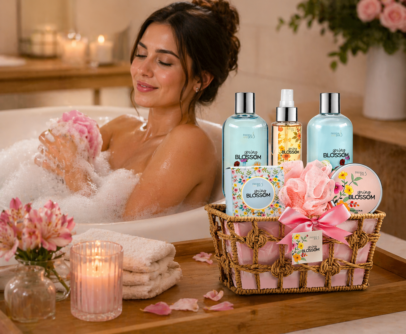 Spring Blossom Spa Gift Basket for Women – Mother’s Day Bath & Body Gift Set