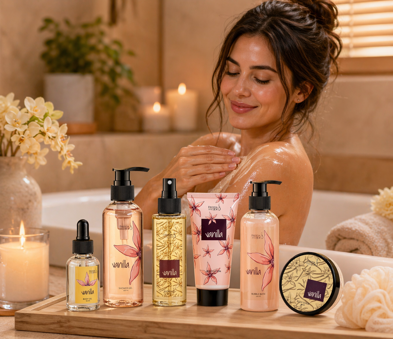 Vanilla Spa Gift Basket for Women – Mother’s Day Bath & Body Gift Set in Wicker Basket