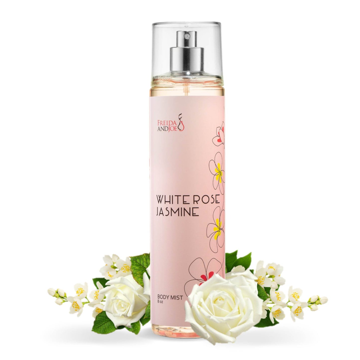 White Rose Jasmine Fragrance Body Mist in 8oz Spray Bottle