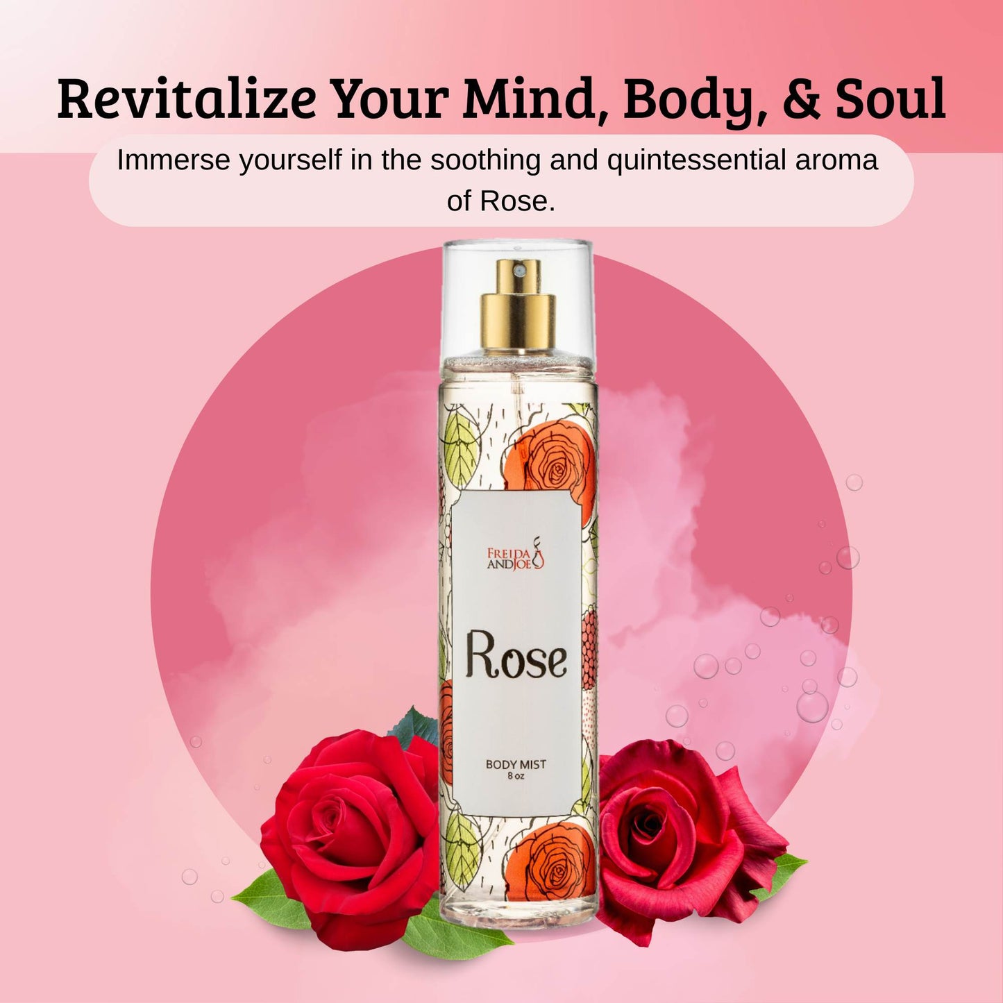 Rose Fragrance Body Mist in 8oz Spray Bottle