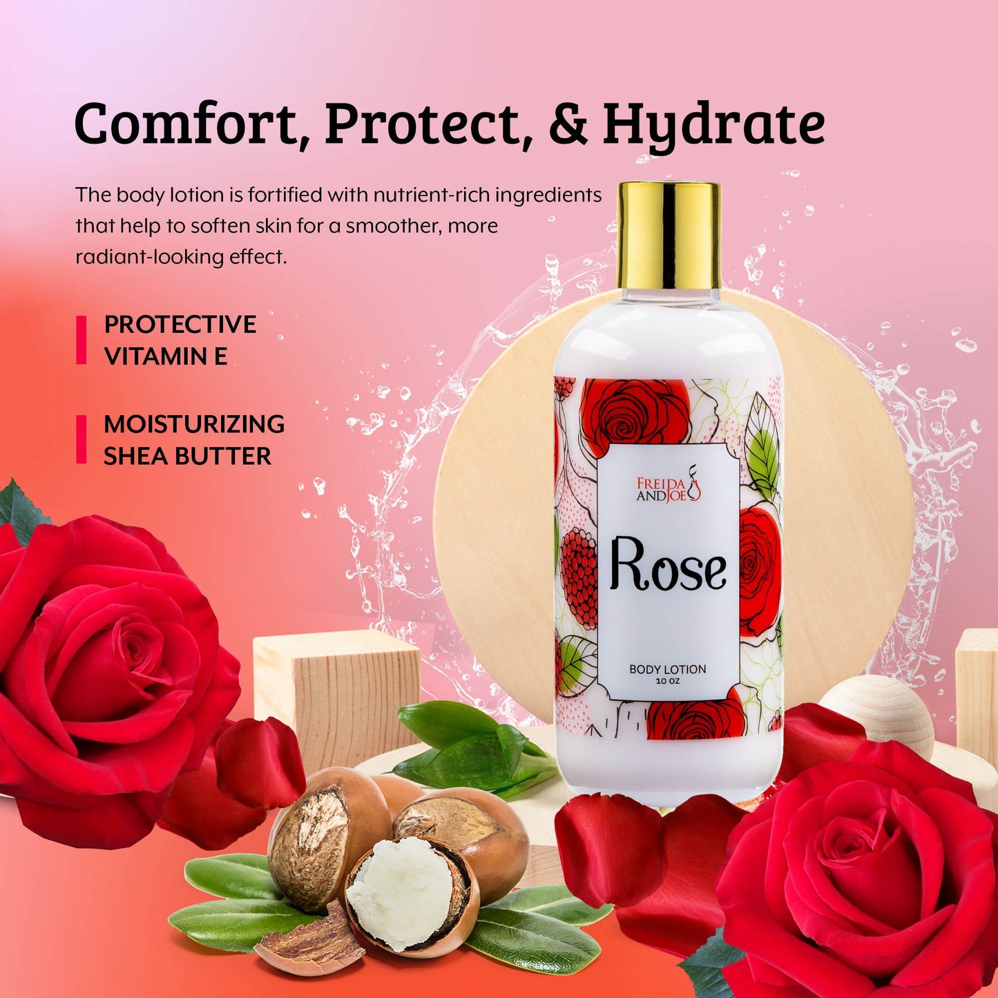 Rose Fragrance Body Lotion in 10oz Bottle