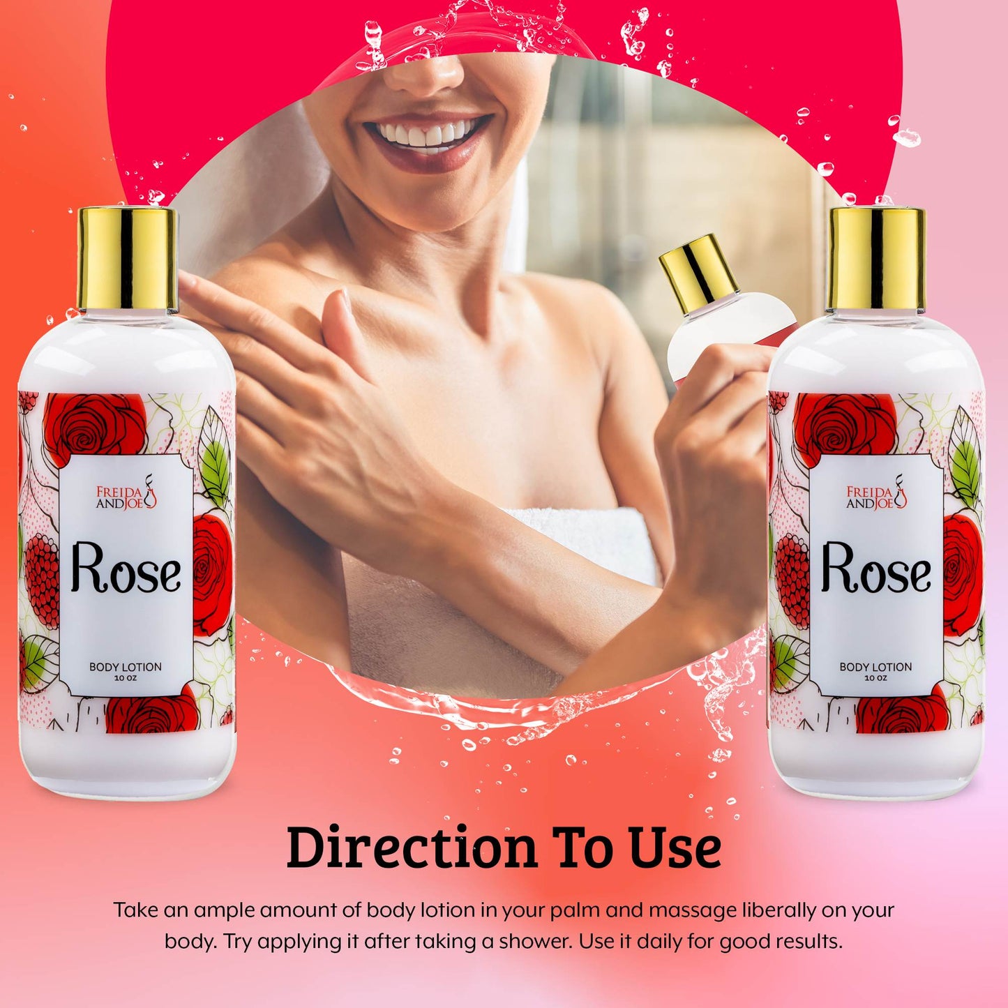Rose Fragrance Body Lotion in 10oz Bottle