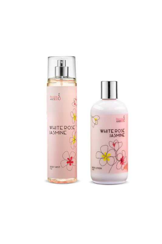 White Rose Jasmine Fragrance 10oz Body Lotion and 8oz Body Mist Spray Bundle