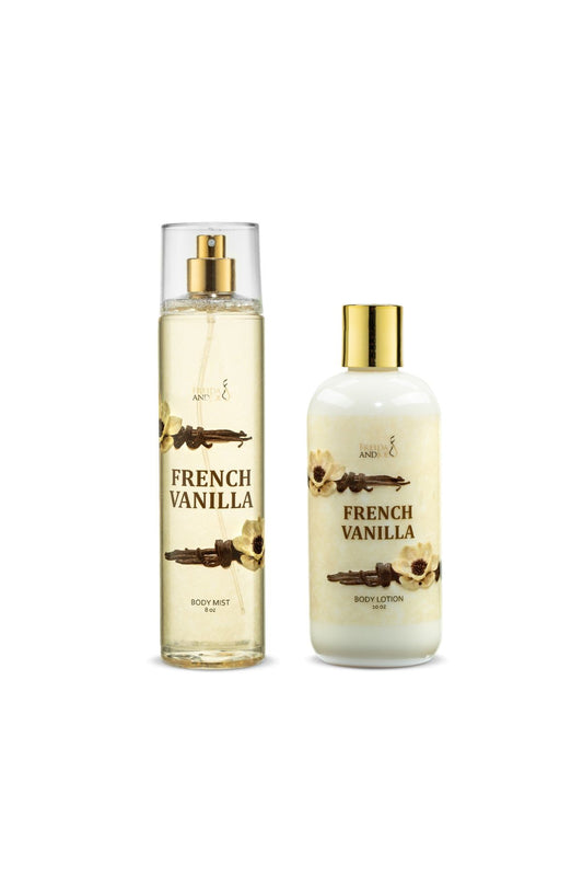 French Vanilla Fragrance 10oz Body Lotion and 8oz Body Mist Spray Bundle