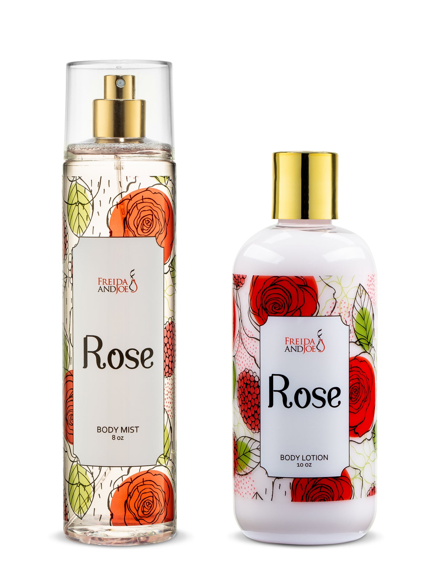Rose Fragrance 10oz Body Lotion and 8oz Body Mist Spray Bundle