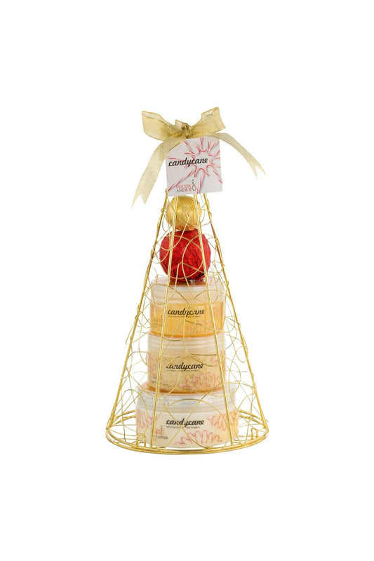 Candy Cane Bath & Body Gift Set in Gold Tree Iron Caddie