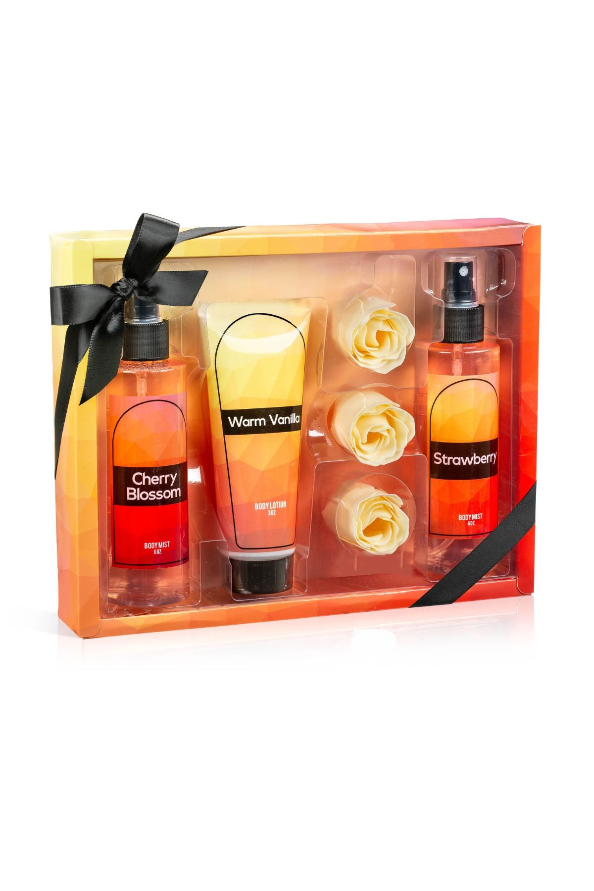 Fine Fragrance Body Mist & Body Splash Gift Set – Luxury Self-Care Combo for Women and Girls (Cherry Blossom, Strawberry, Warm Vanilla, Rose Soap)