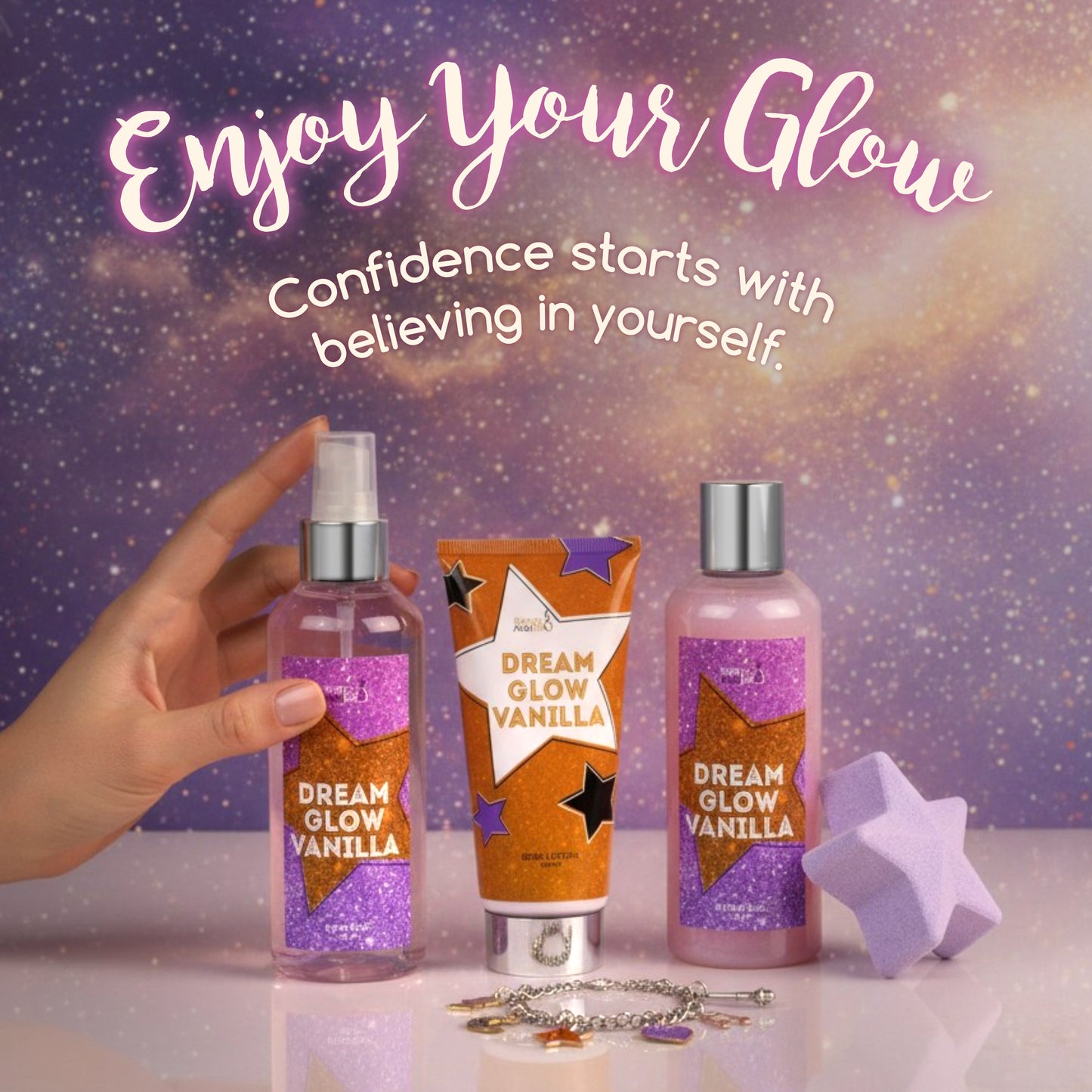 Dream Glow Vanilla Teen Spa Gift Set – 5piece Bath and Body Gift Set
