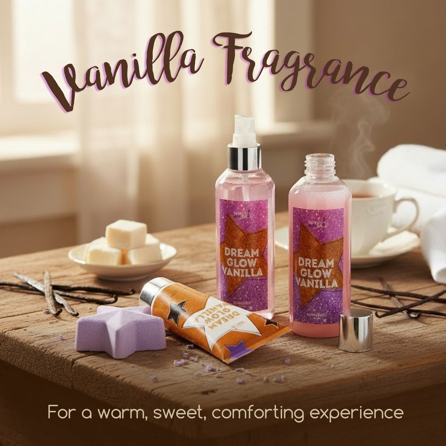 Dream Glow Vanilla Teen Spa Gift Set – 5piece Bath and Body Gift Set