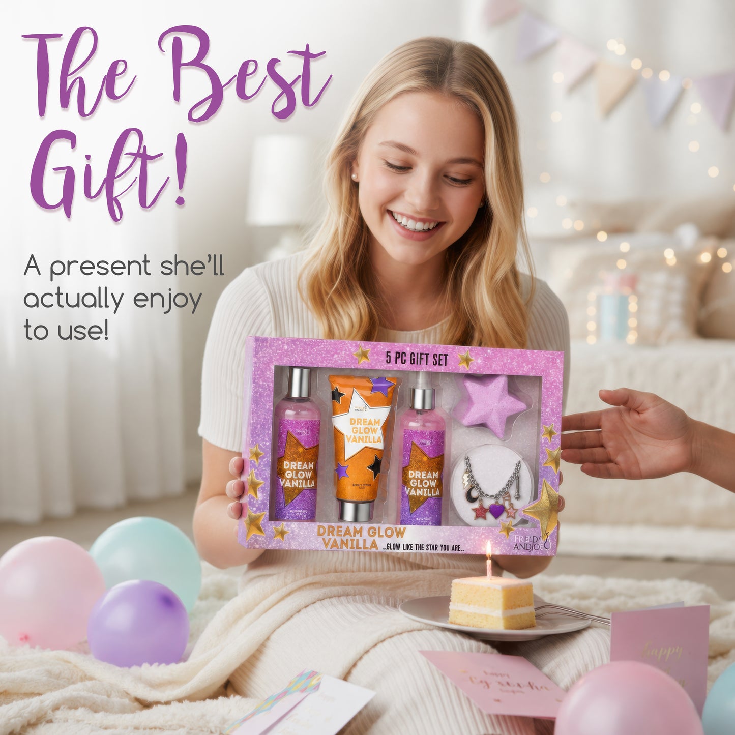 Dream Glow Vanilla Teen Spa Gift Set – 5piece Bath and Body Gift Set