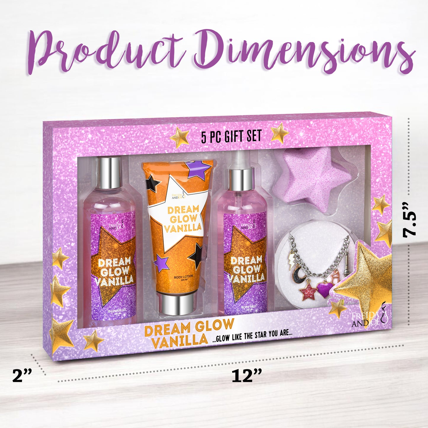 Dream Glow Vanilla Teen Spa Gift Set – 5piece Bath and Body Gift Set