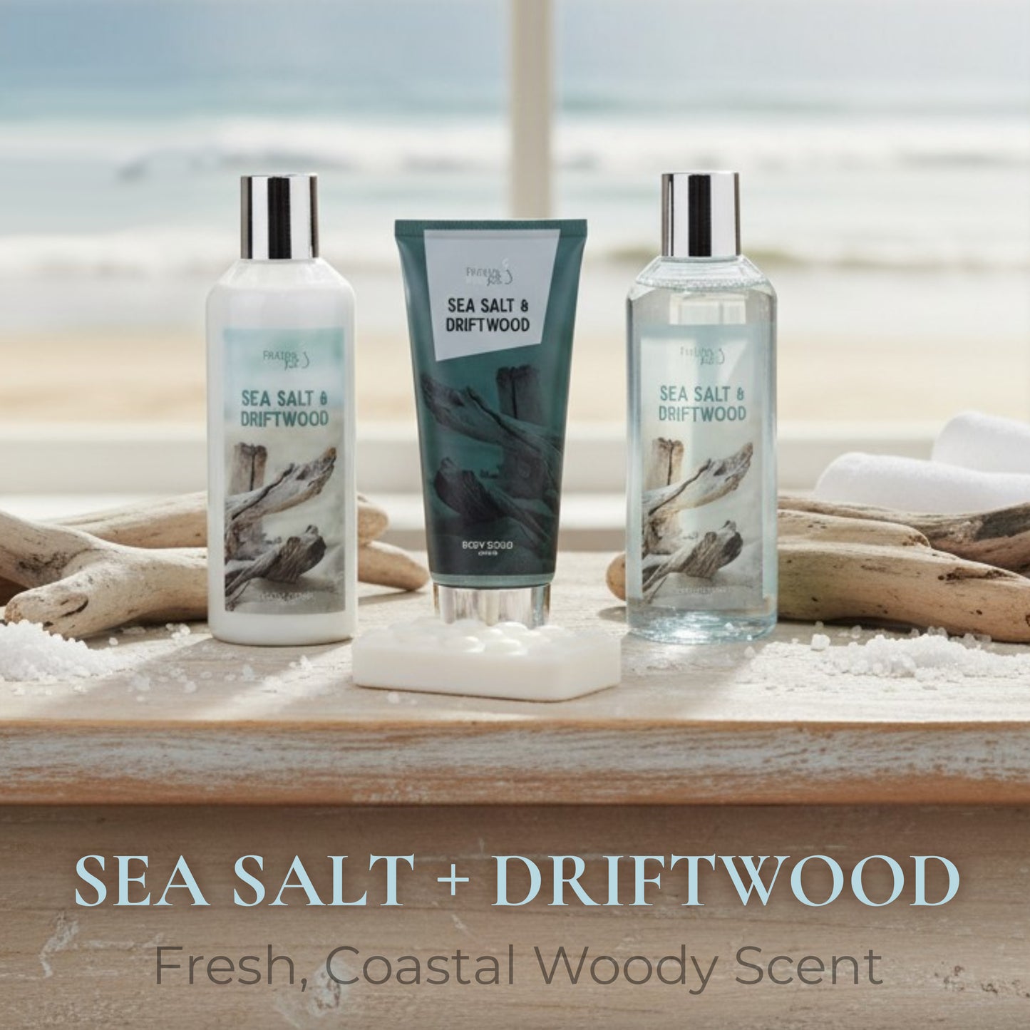 Sea Salt & Driftwood Spa Gift Set for Men-5 piece Bath and Body Gift Set