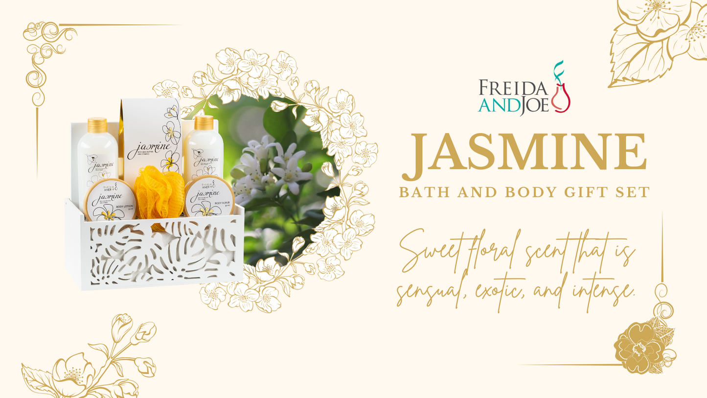 Jasmine Bath & Body Gift Set in White Tissue Box