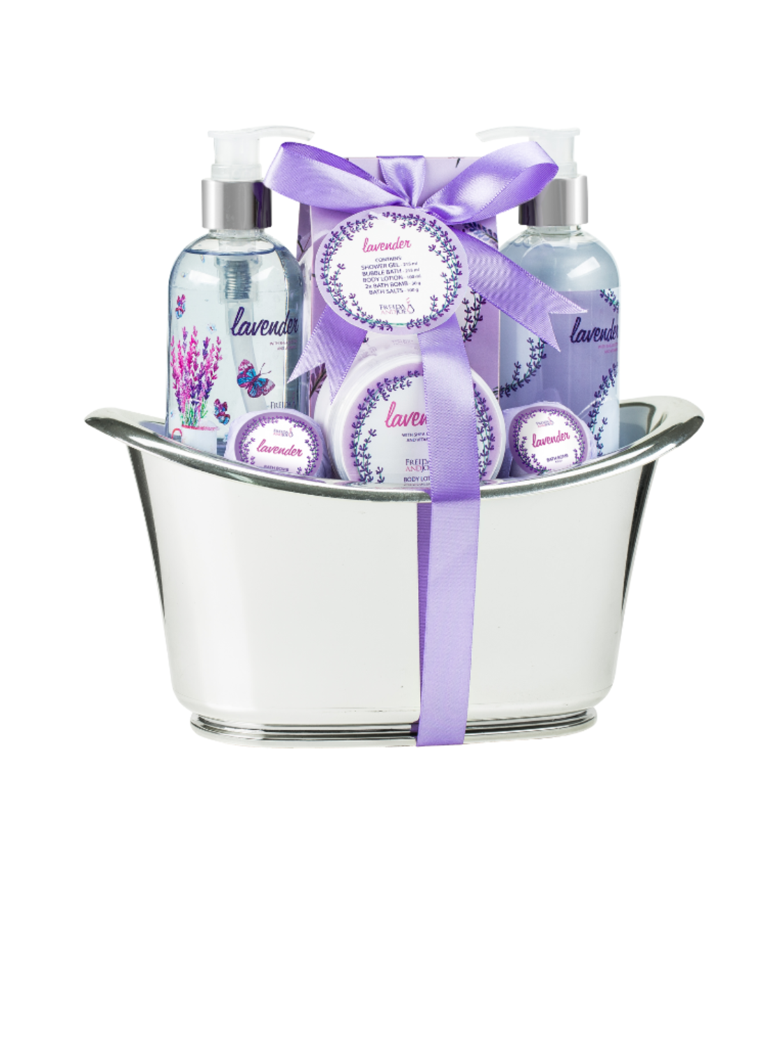 Lavender Bath Spa Set: Shower Gel, Bubble Bath, Body Lotion, Bath Bomb, Bath Salts