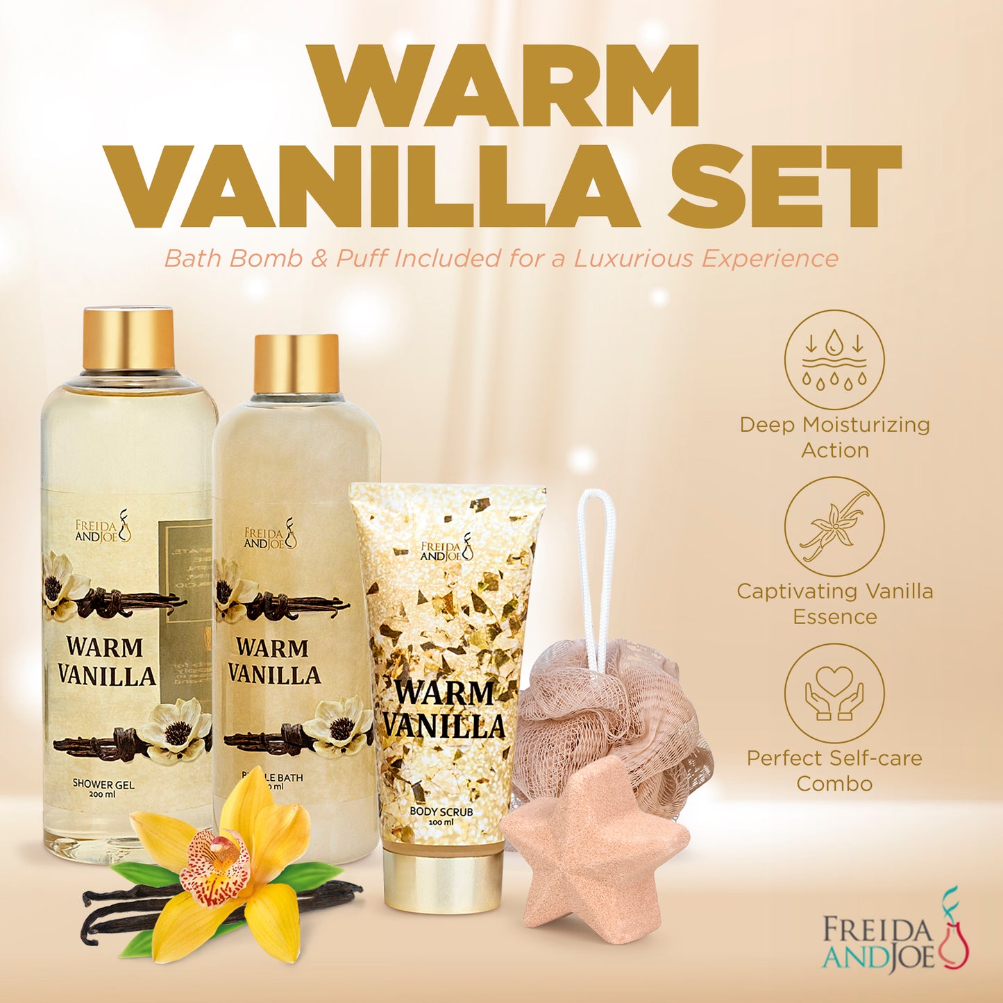 Warm Vanilla Fragrance 5-Piece Bath and Body Gift Box