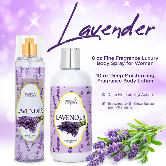 Lavender Fragrance 10oz Body Lotion and 8oz Body Mist Spray Bundle