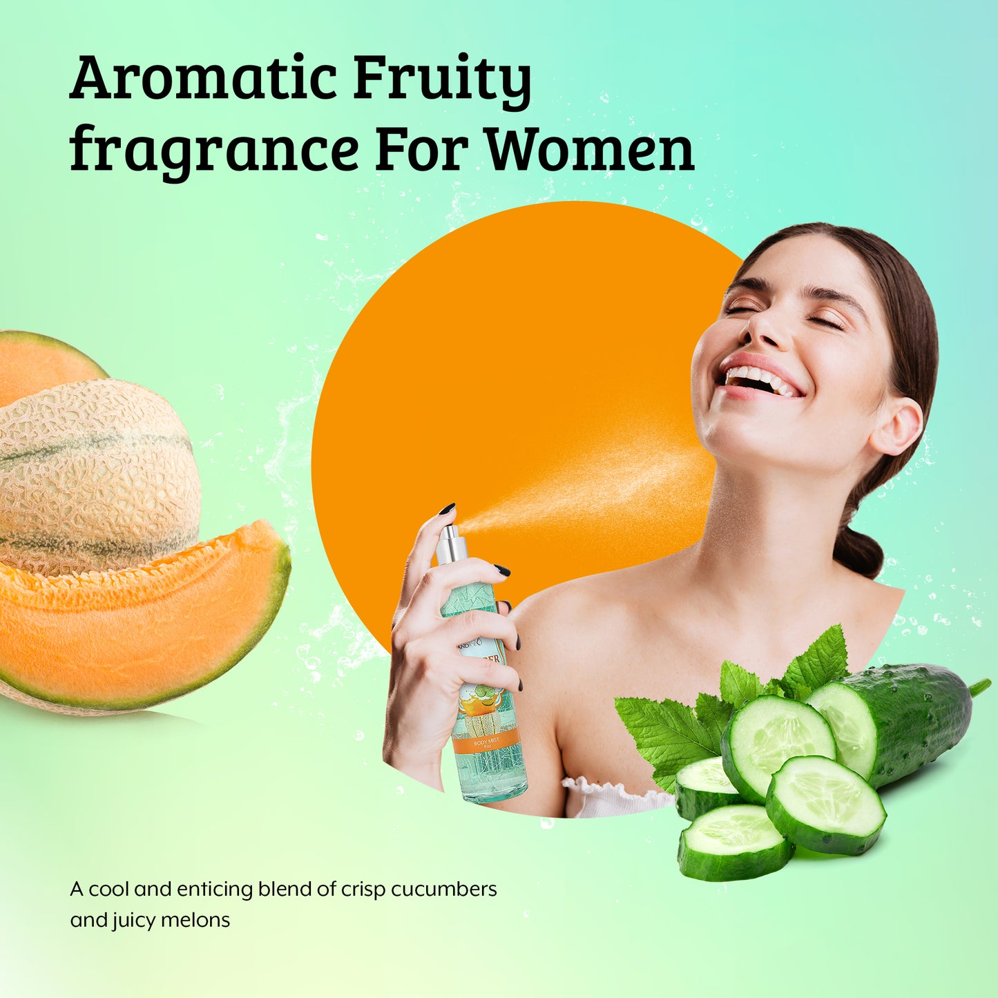 Cucumber Melon Fragrance Body Mist in 8oz Spray Bottle