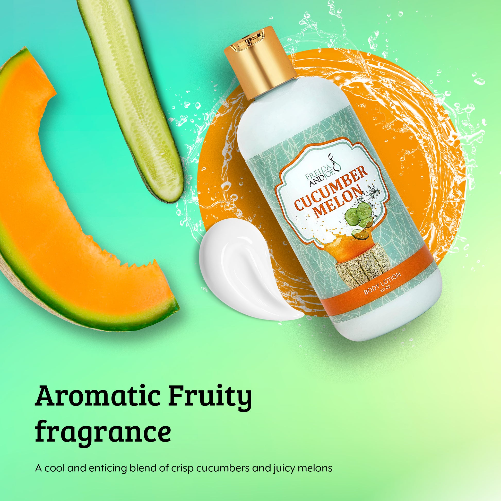 Cucumber Melon Fragrance Body Lotion in 10oz Bottle – Freida & Joe