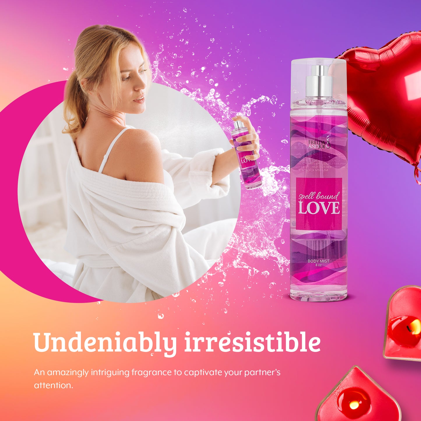 Spell Bound Love Fragrance Body Mist in 8oz Spray Bottle