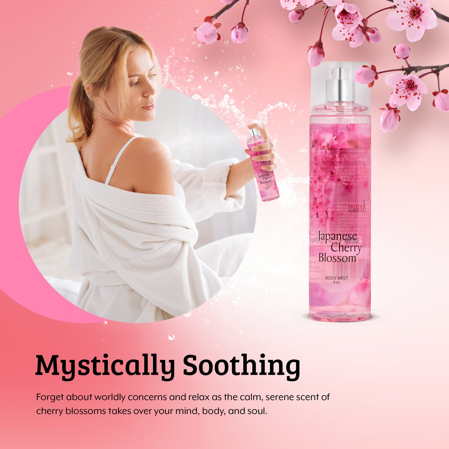 Japanese Cherry Blossom Fragrance Body Mist in 8oz Spray Bottle