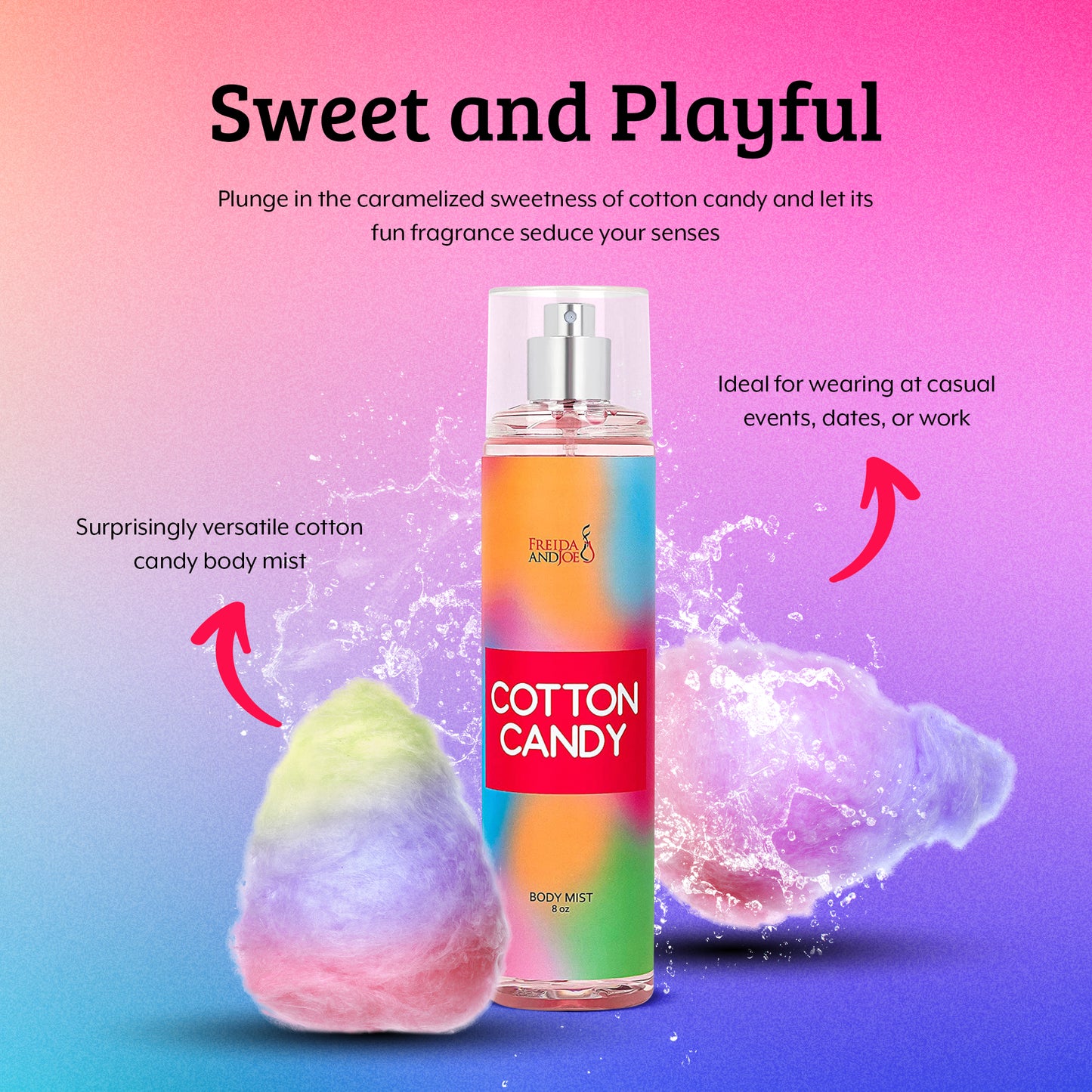Cotton Candy Fragrance Body Mist in 8oz Spray Bottle