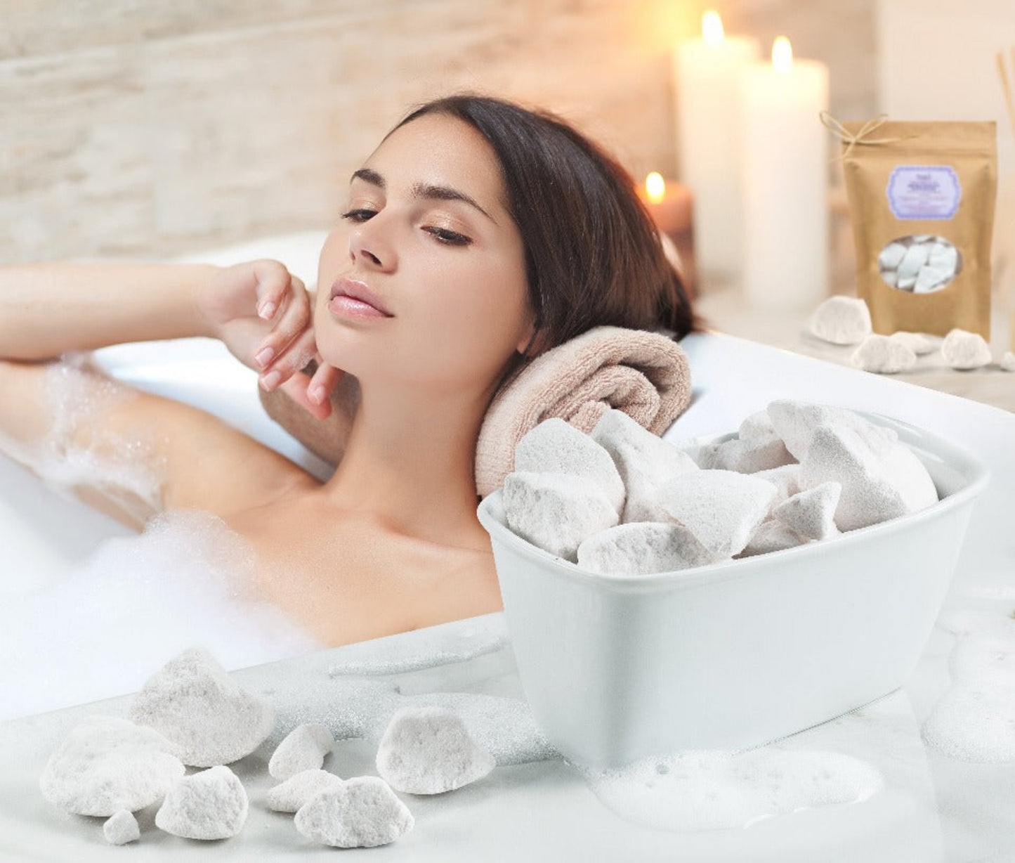250G Aromatherapy Vanilla Bath Rocks - Enriched with Essential Oils, Shea Butter, & Vitamin E