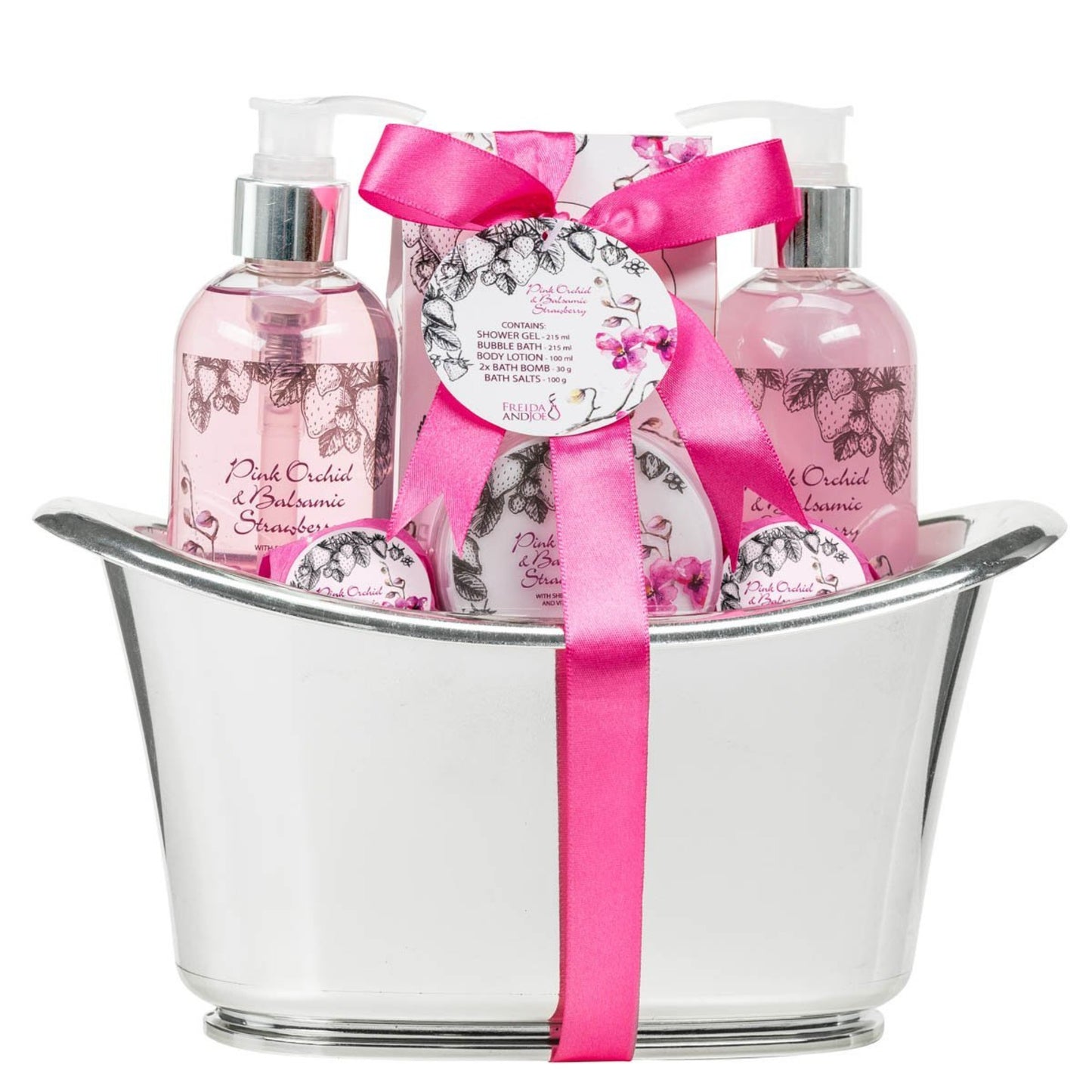 Pink Orchid Strawberry Spa: Bath Bombs, Body Lotion, Bath Salts, Shower Gel, Bubble Bath