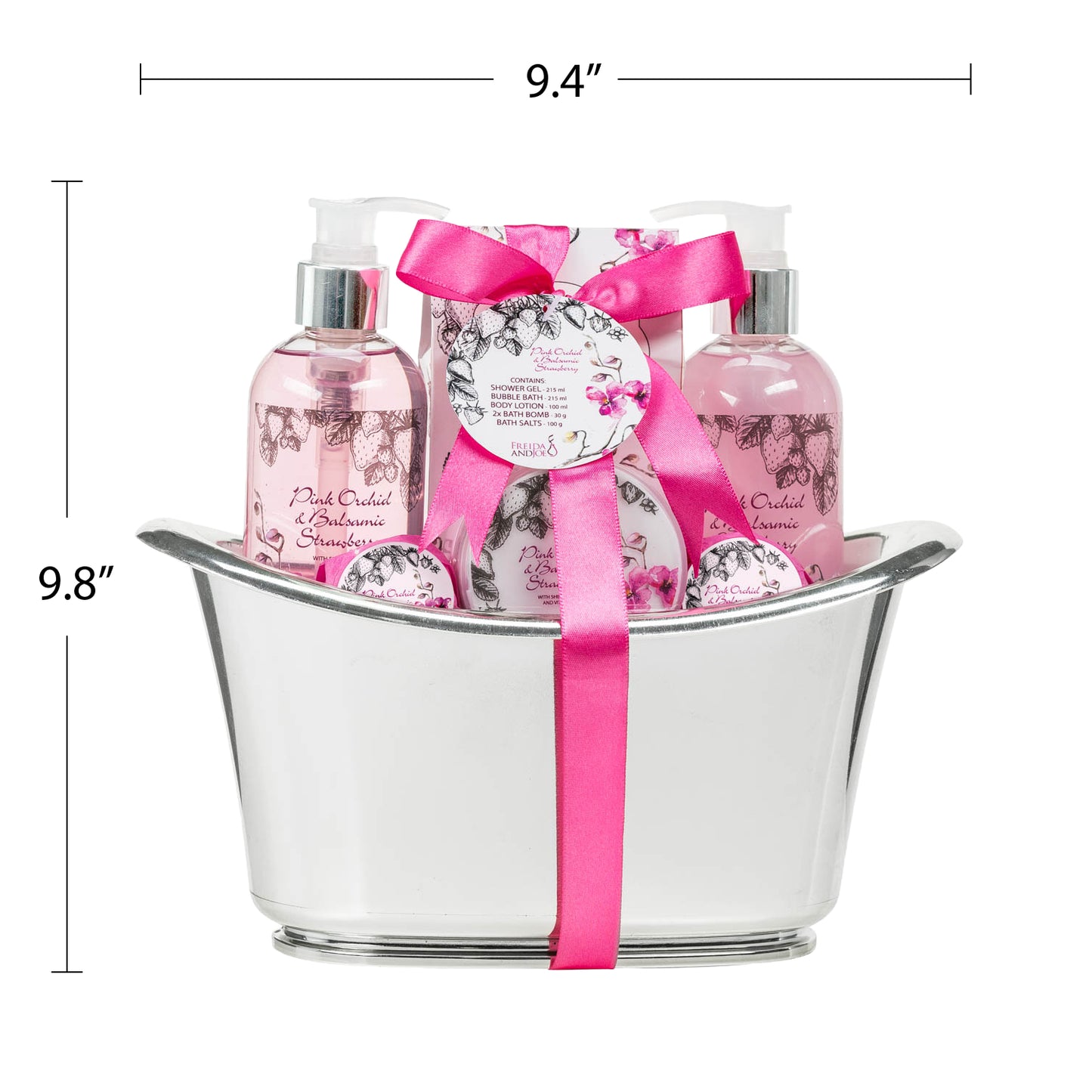 Pink Orchid Strawberry Spa: Bath Bombs, Body Lotion, Bath Salts, Shower Gel, Bubble Bath