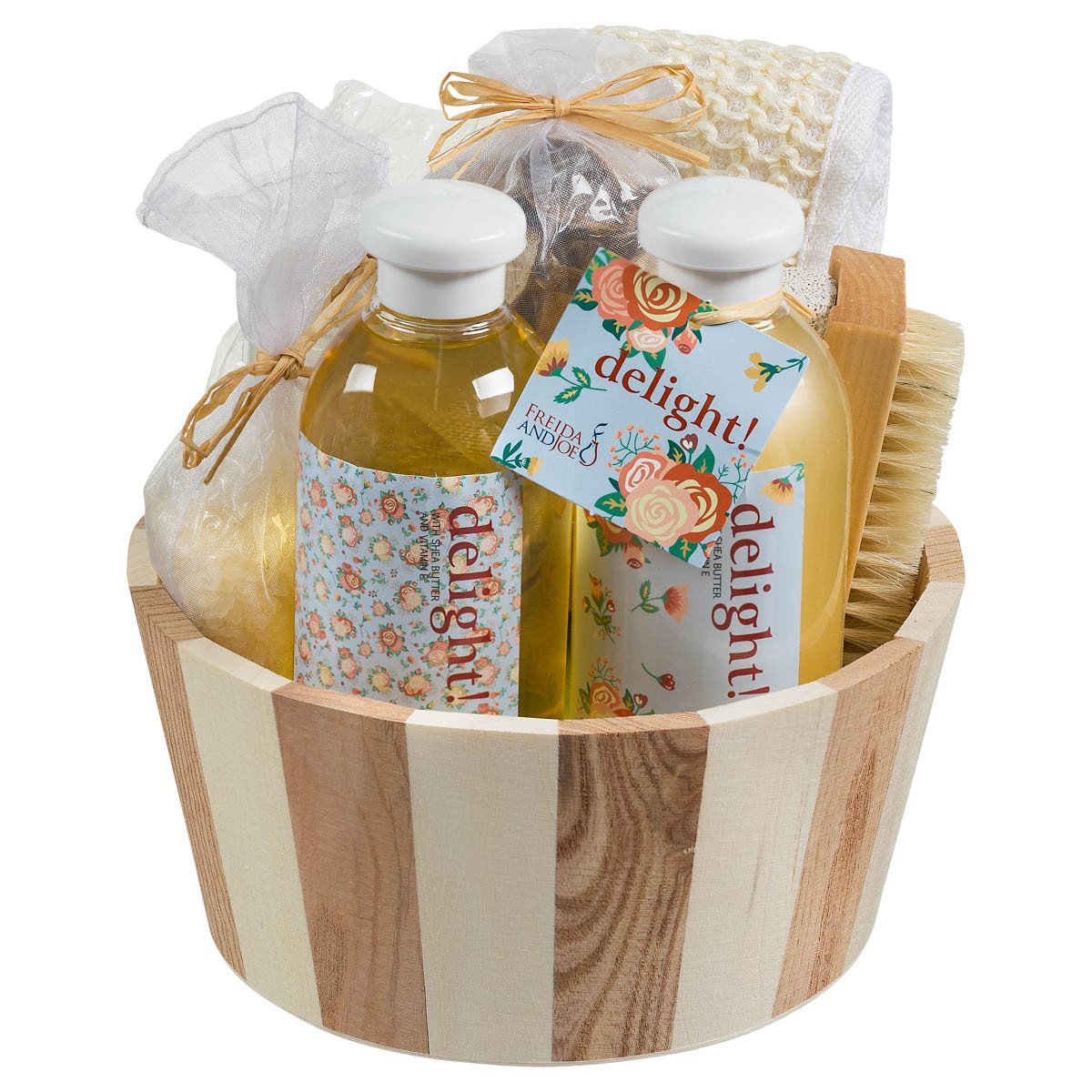 Delight, Spa Basket With Many Skin Care Products: Shower Gel, Bubble Bath & More.