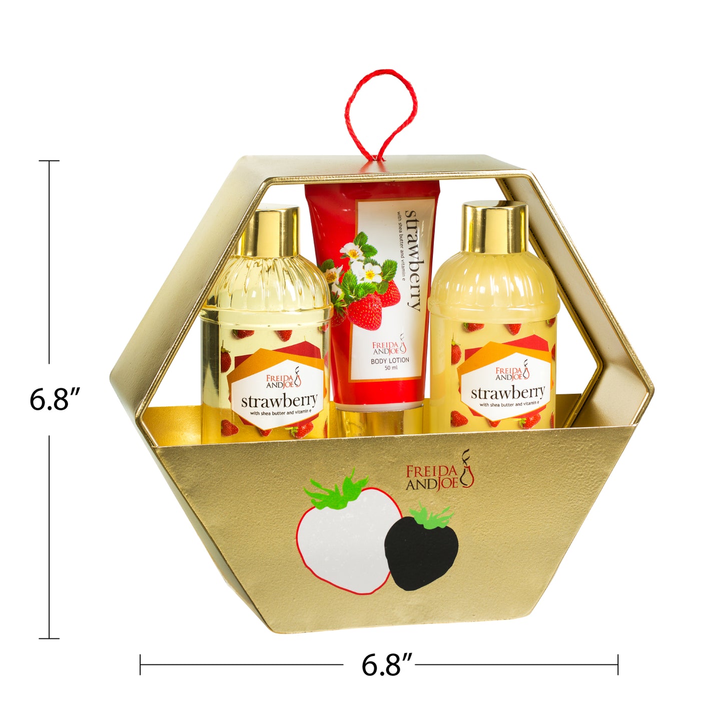 Strawberry Gift Set Gold Hexagon Box