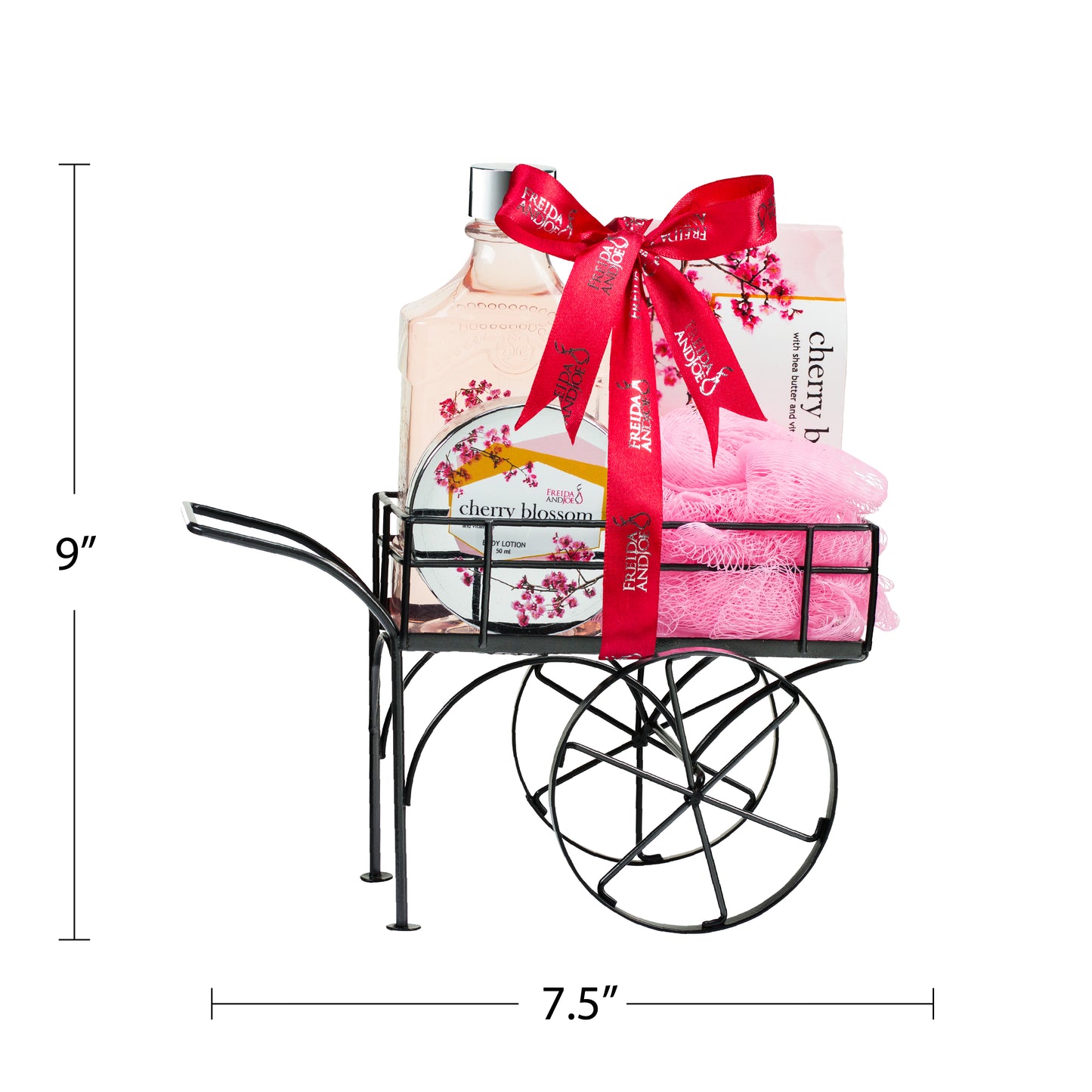 Cherry Blossom Bath & Body Spa Gift Set in Wheelbarrow Caddie